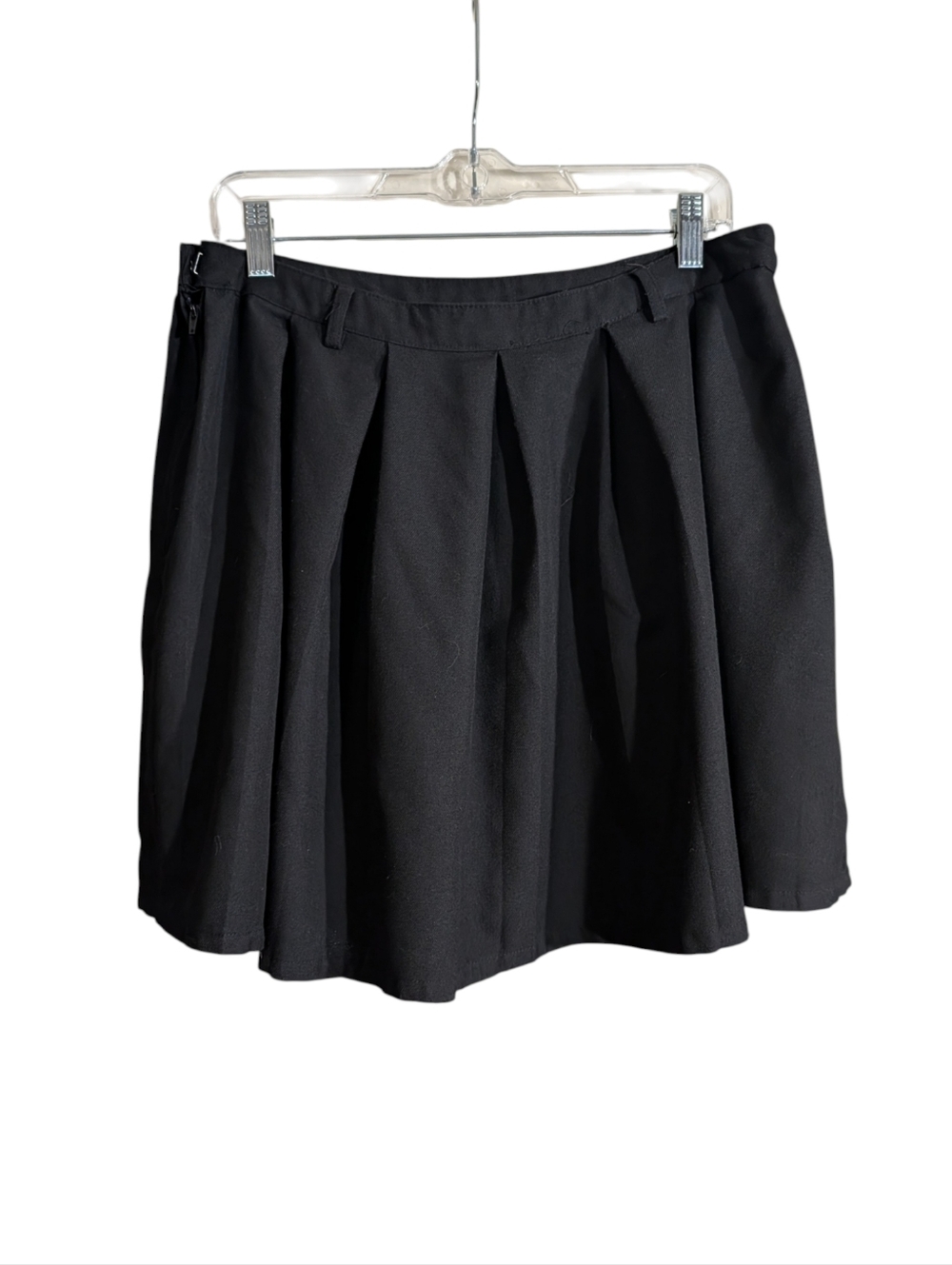 Hot Topic Black Pleated Skater Skirt Mini Stretch Waist Side Zip Size XL - Picture 2 of 6